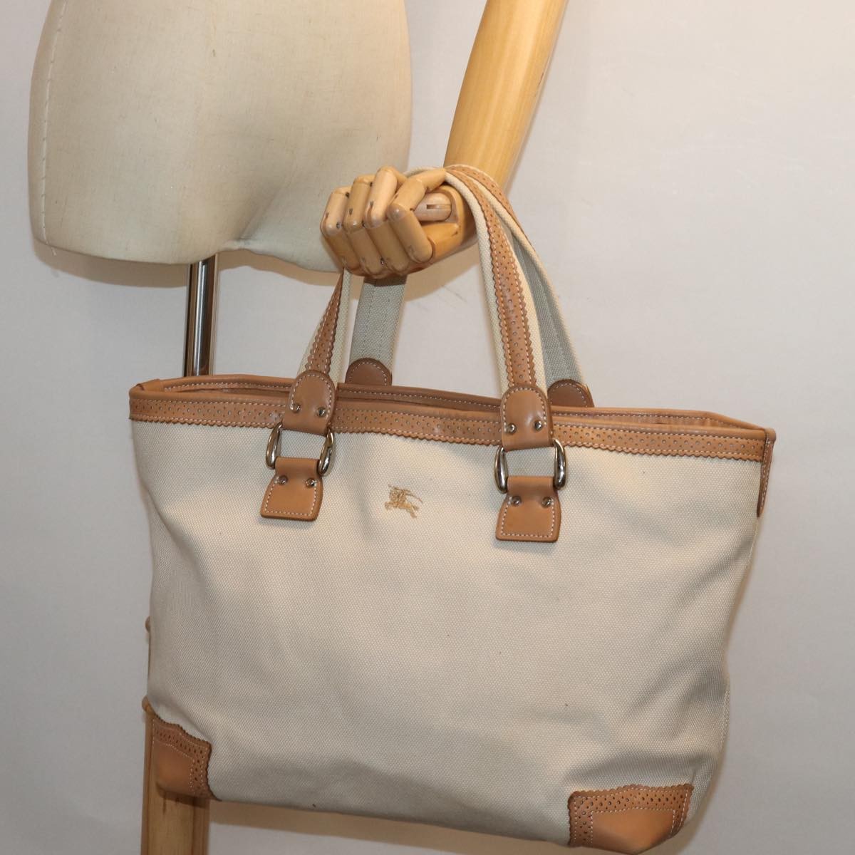 Burberry Blue Label Canvas Beige Canvas Tote Bag Bag (Pre-Owned)
