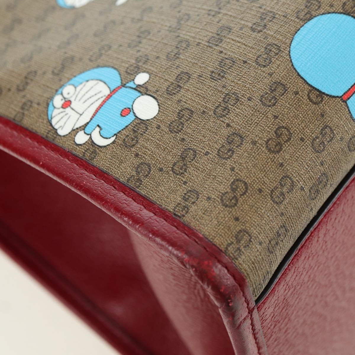Gucci Doraemon Tote Printed Mini Gg Coated Canvas Beige Canvas Tote Bag Bag (Pre-Owned)