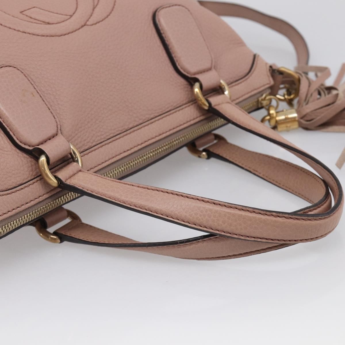 Gucci Soho Convertible Soft Top Handle Leather Pink Leather Handbag (Pre-Owned)