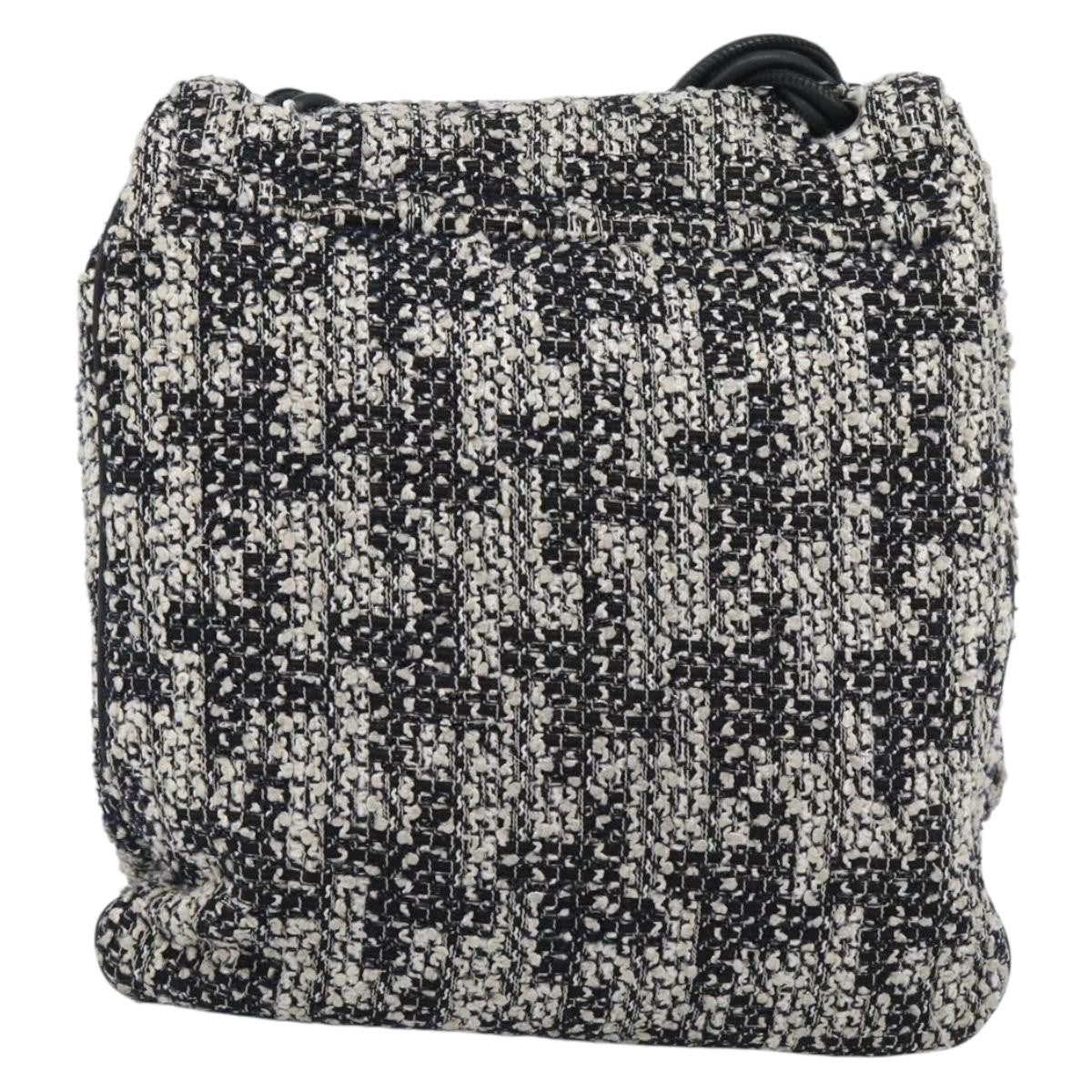 Chanel Camellia Messenger Tweed Black Tweed Shoulder Bag Bag (Pre-Owned)