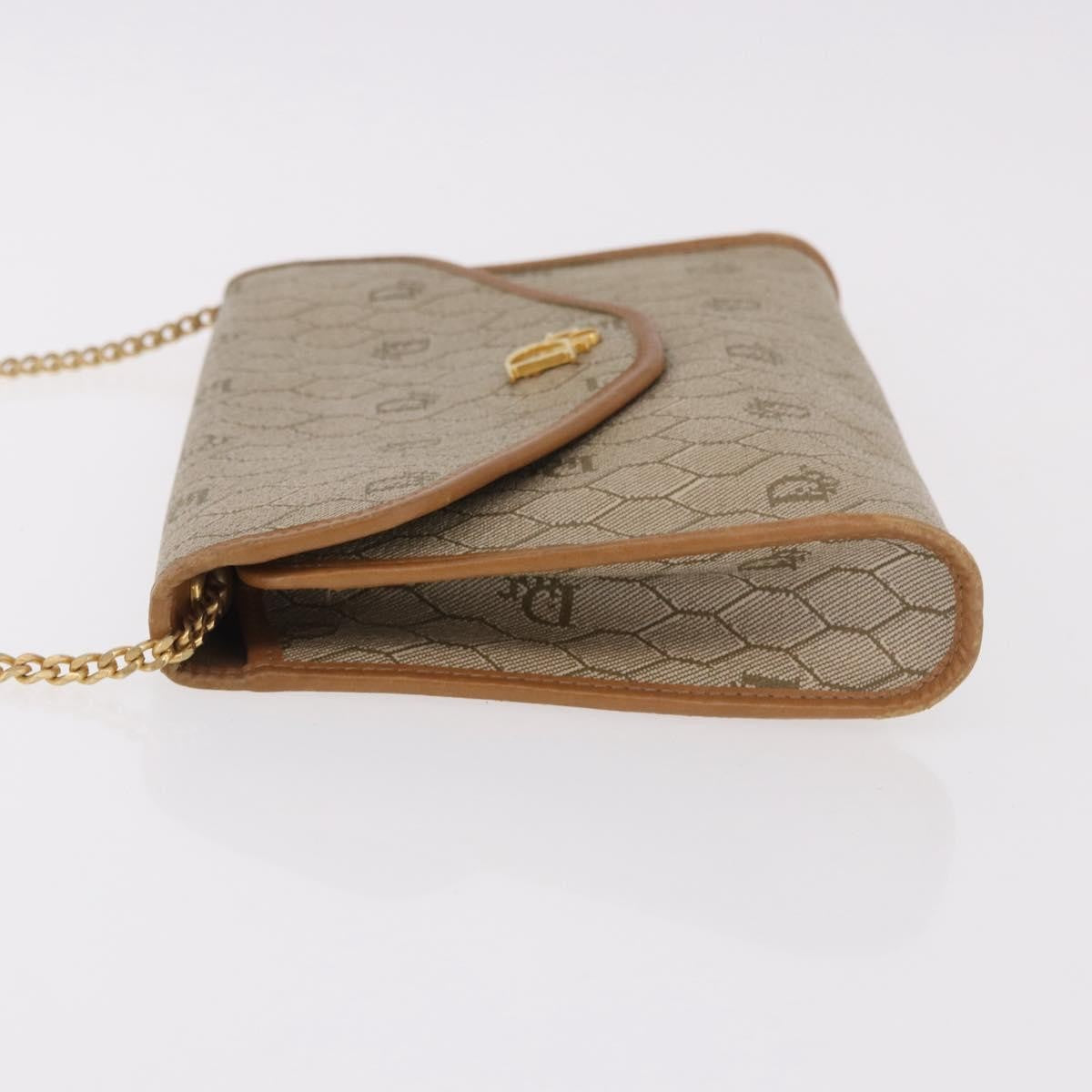 Christian Dior Vintage Honeycomb Chain Canvas Beige Canvas Shoulder Bag Bag (Pre-Owned)