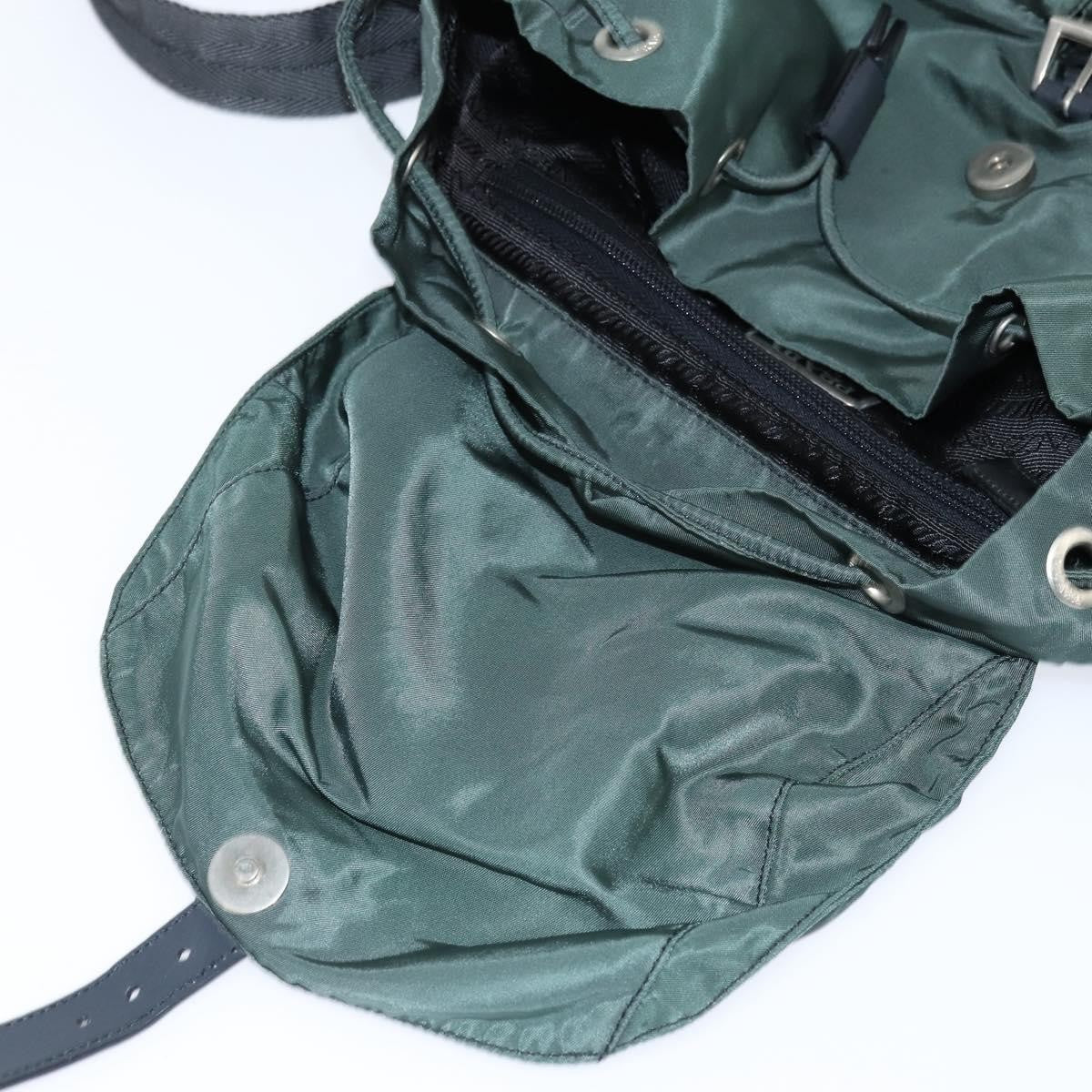 Prada Vela Double Front Pocket Tessuto With Saffiano Leather Khaki Nylon Backpack Bag (Pre-Owned)
