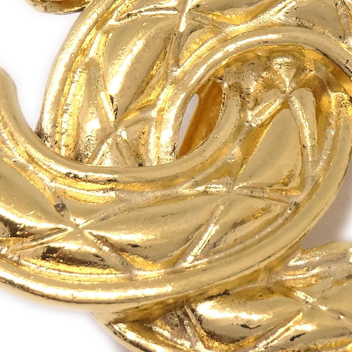 Chanel Cc Clip-On Quilted Metal Gold Gold_Plated Earrings Jewelry (Pre-Owned)
