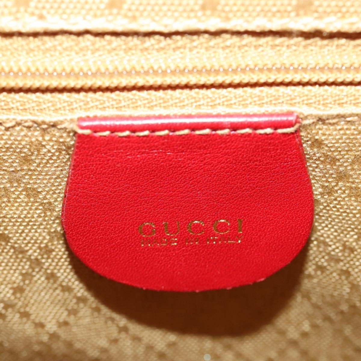 Gucci Vintage Bamboo Leather Red Leather Backpack Bag (Pre-Owned)
