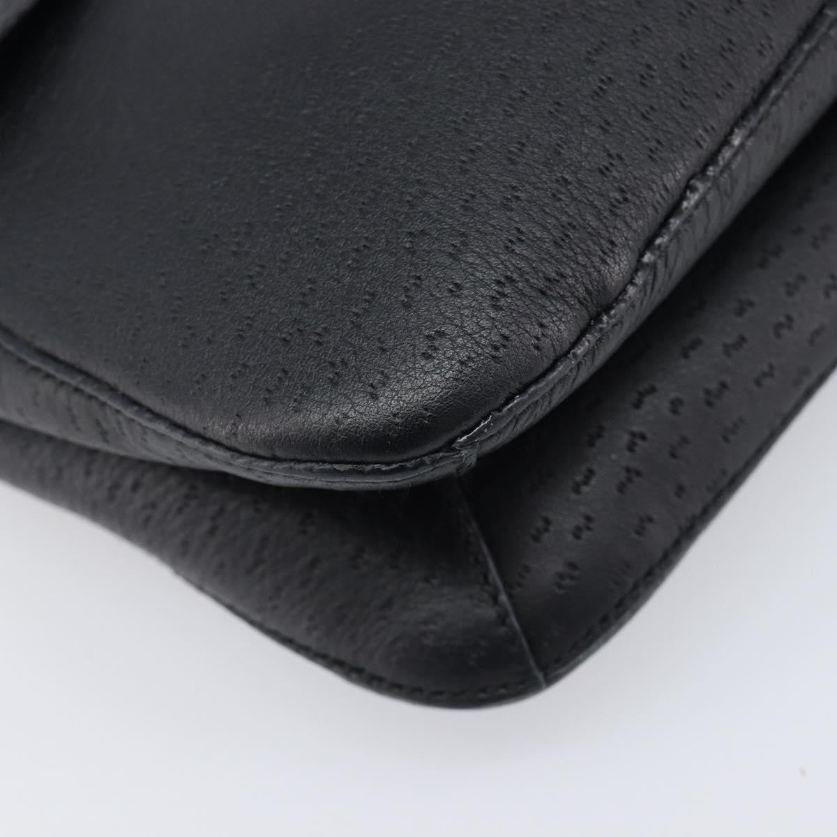 Salvatore Ferragamo Gancini Leather Black Leather Shoulder Bag Bag (Pre-Owned)