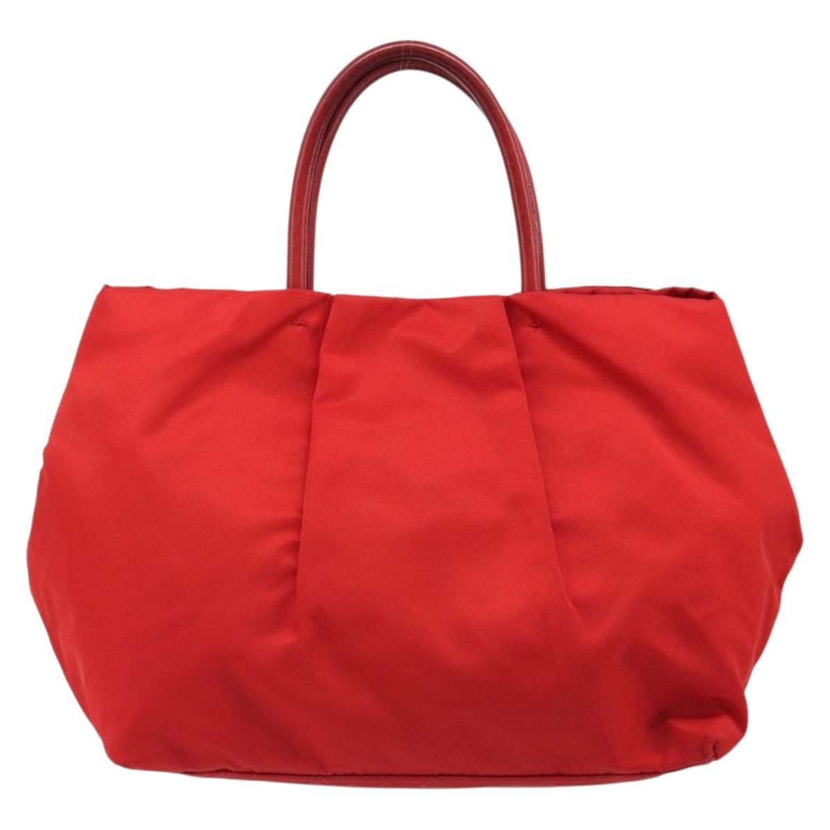 Prada Bow Tote Tessuto With Leather Red Nylon Tote Bag Bag (Pre-Owned)