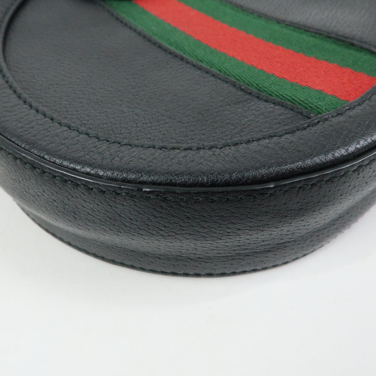 Gucci Ophidia Round Leather Black Leather Shoulder Bag Bag (Pre-Owned)