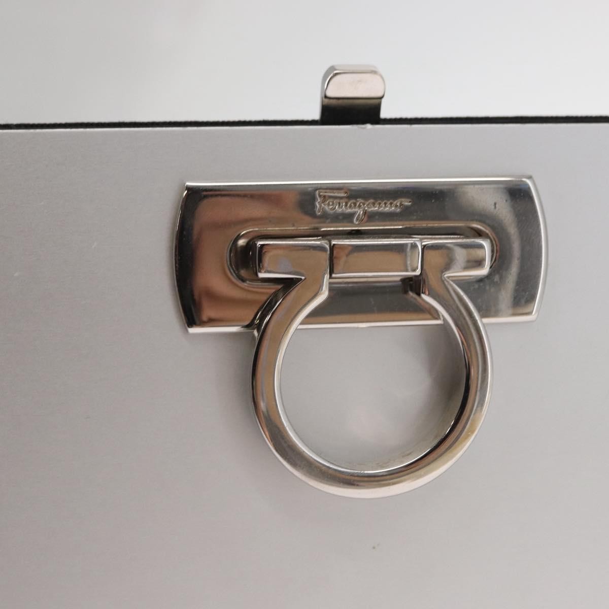 Salvatore Ferragamo Vintage Gancini Chain Leather Silver Stainless_Steel Shoulder Bag Bag (Pre-Owned)