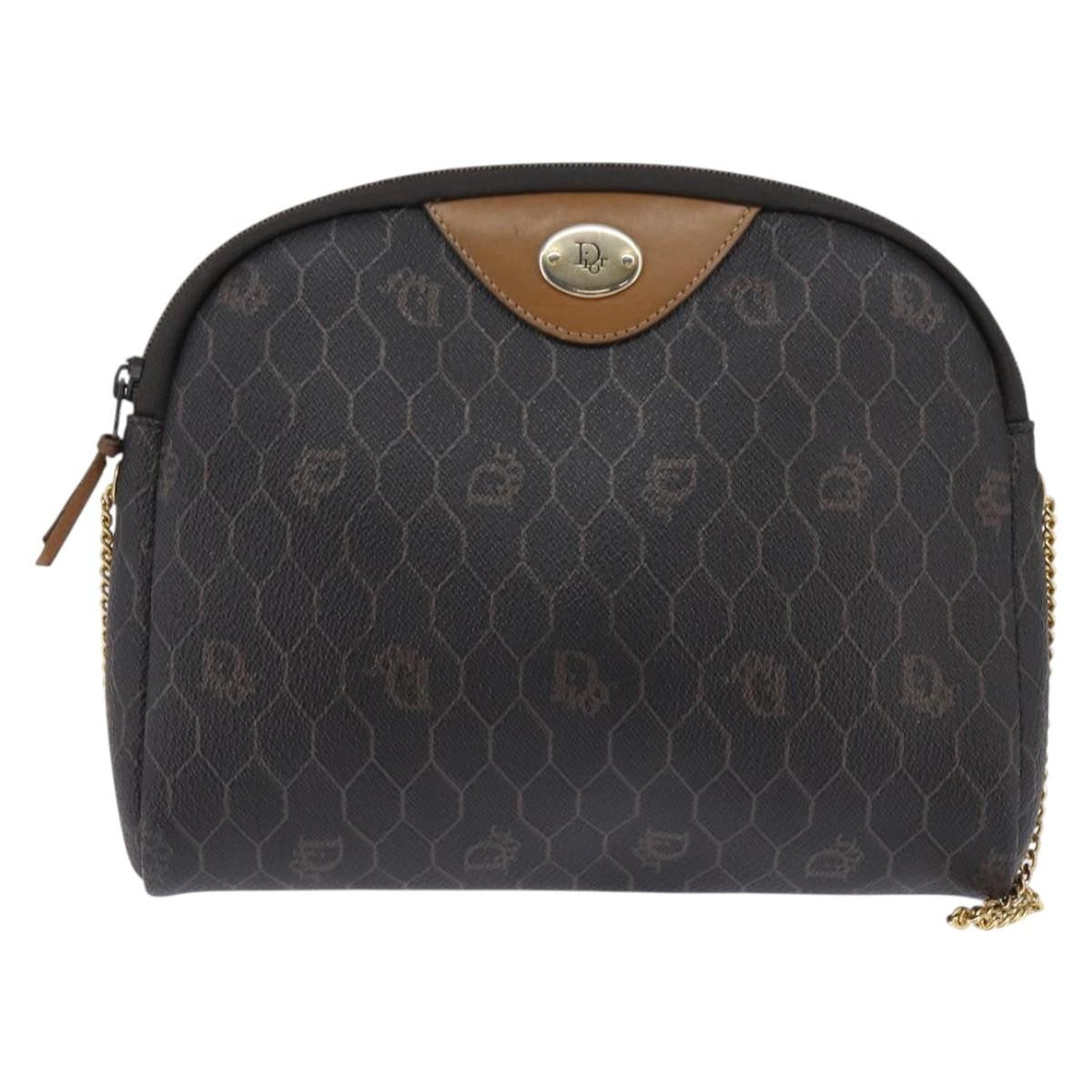 Christian Dior Vintage Honeycomb Zip Coated Canvas Black Canvas Shoulder Bag Bag (Pre-Owned)
