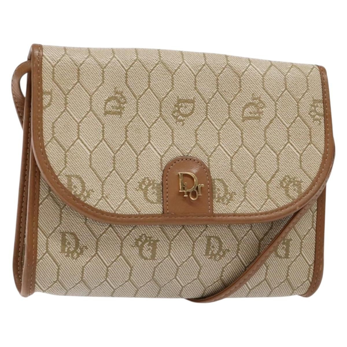 Christian Dior Vintage Honeycomb Flap Coated Canvas Beige Pvc Wallets Accessory (Pre-Owned)