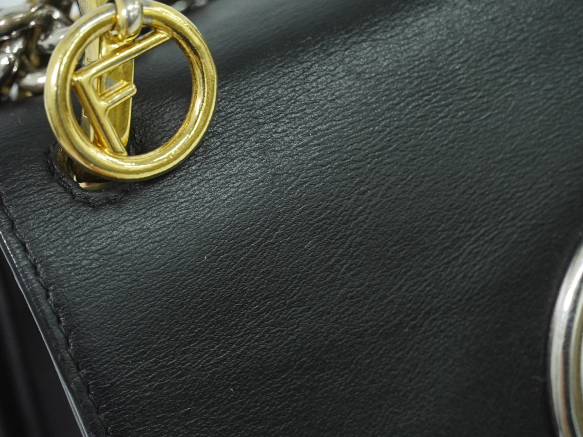 Fendi Kan I F Leather Black Leather Shoulder Bag Bag (Pre-Owned)