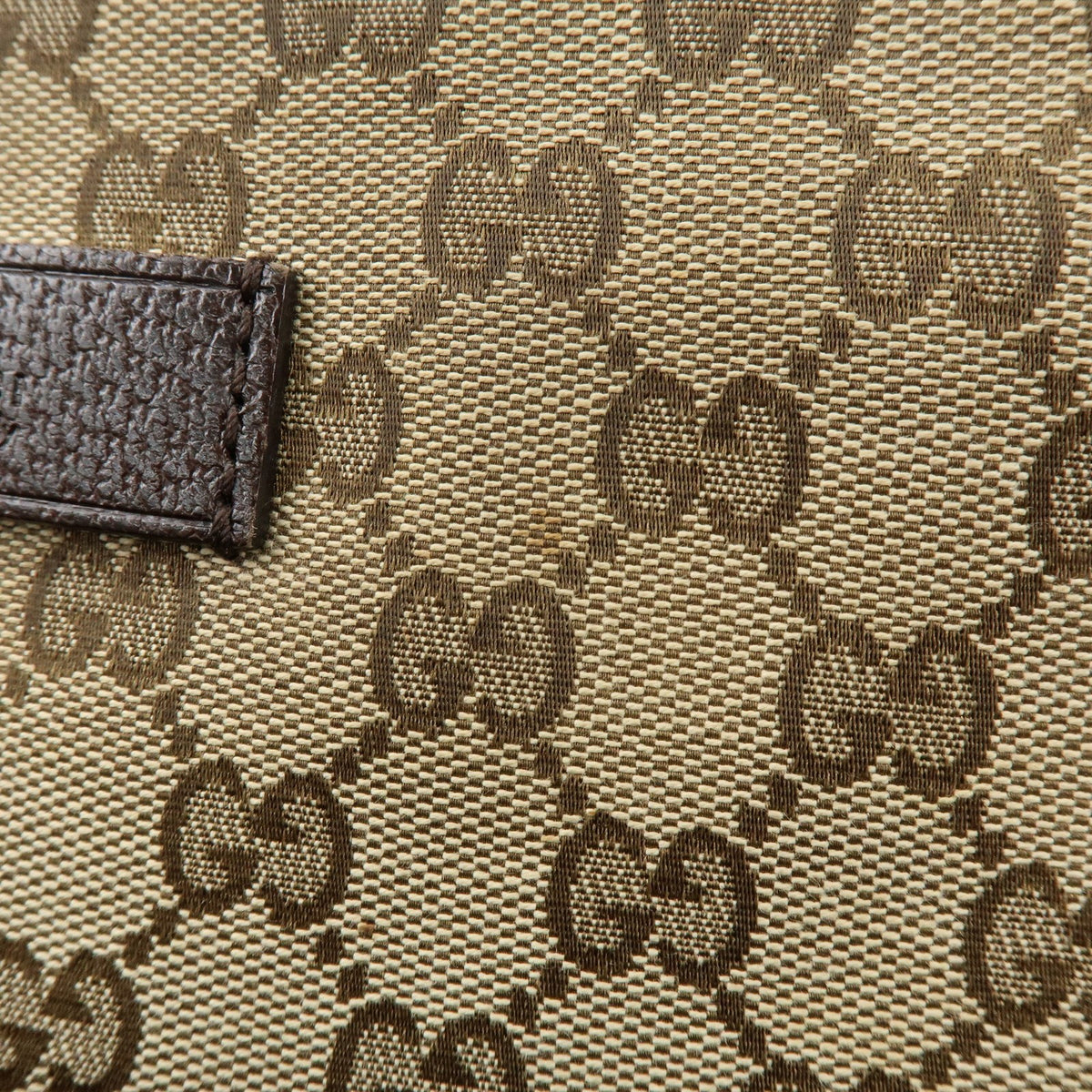 Gucci Web Strap Zip Messenger Gg Canvas Beige Canvas Handbag (Pre-Owned)