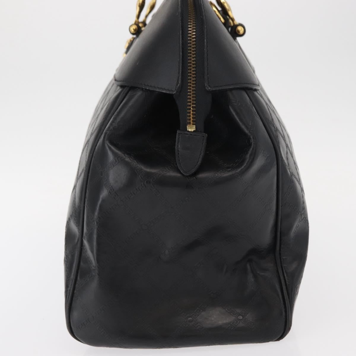 Versace Vintage Sun Duffle Embossed Leather Yellow Leather Handbag (Pre-Owned)
