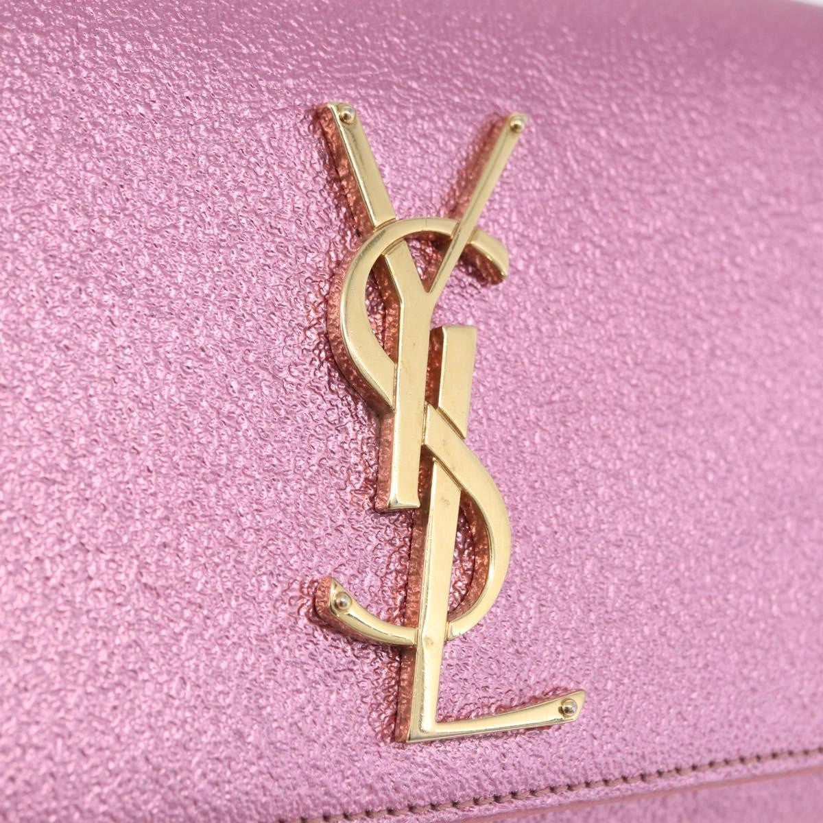 Saint Laurent Classic Monogram Metallic Leather Pink Leather Crossbody Bag Bag (Pre-Owned)