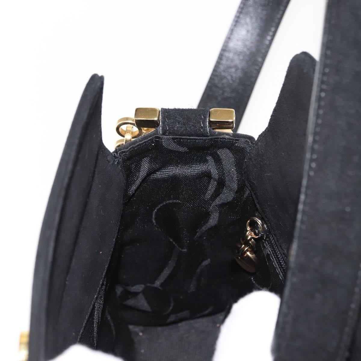 Salvatore Ferragamo Gancini Suede Black Suede Shoulder Bag Bag (Pre-Owned)