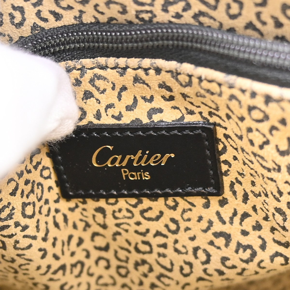 Cartier Panthère Leather Black Leather Handbag (Pre-Owned)