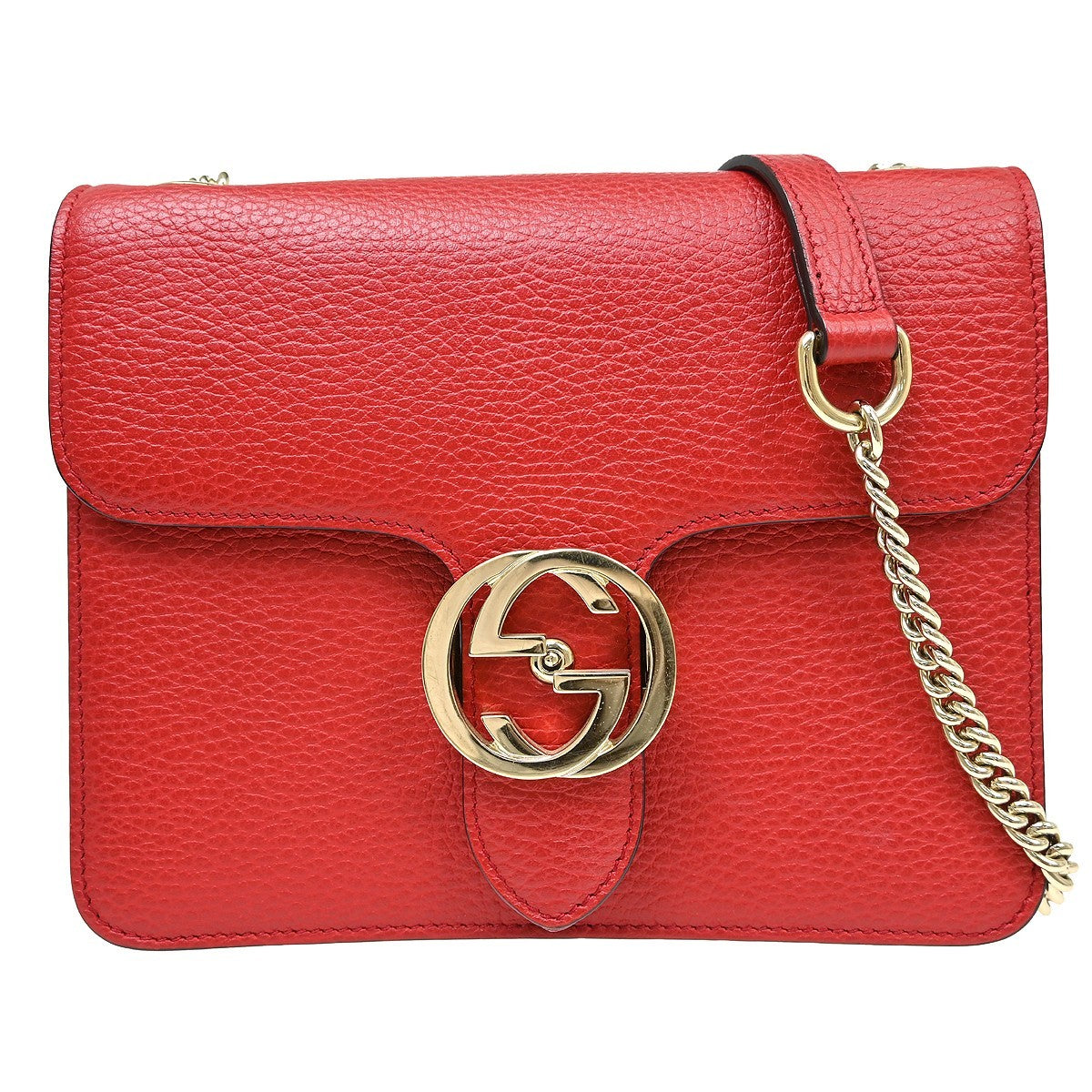 Gucci Interlocking Leather Red Leather Shoulder Bag Bag (Pre-Owned)