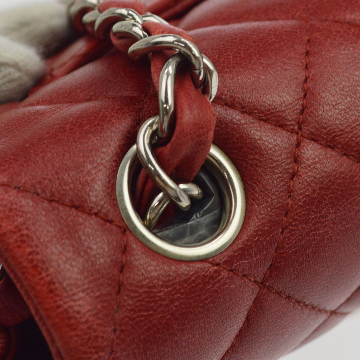 Chanel Classic Single Flap Bag Quilted Lambskin Red Leather Shoulder Bag Bag (Pre-Owned)