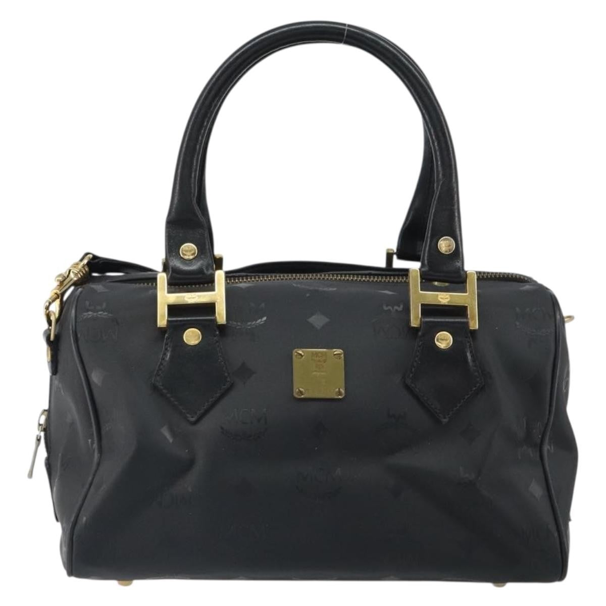 MCM Visetos Logogramme Canvas And Leather Black Canvas Handbag (Pre-Owned)