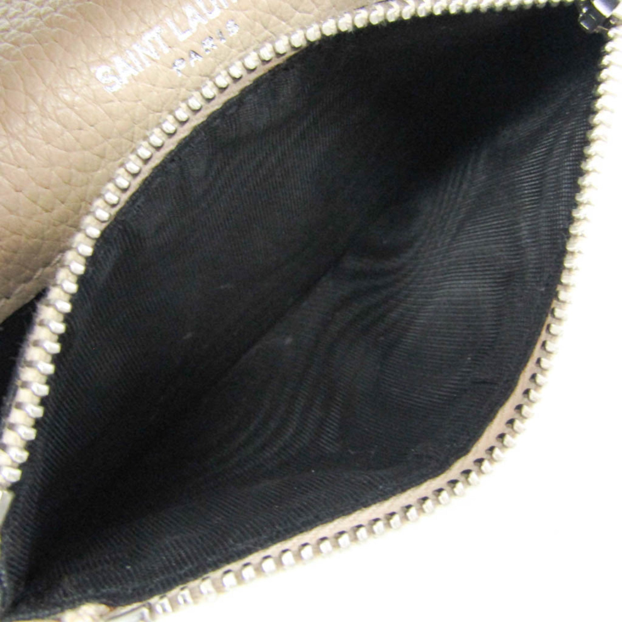 Saint Laurent Sac De Jour Souple Card Case Leather Beige Leather Wallets Accessory (Pre-Owned)