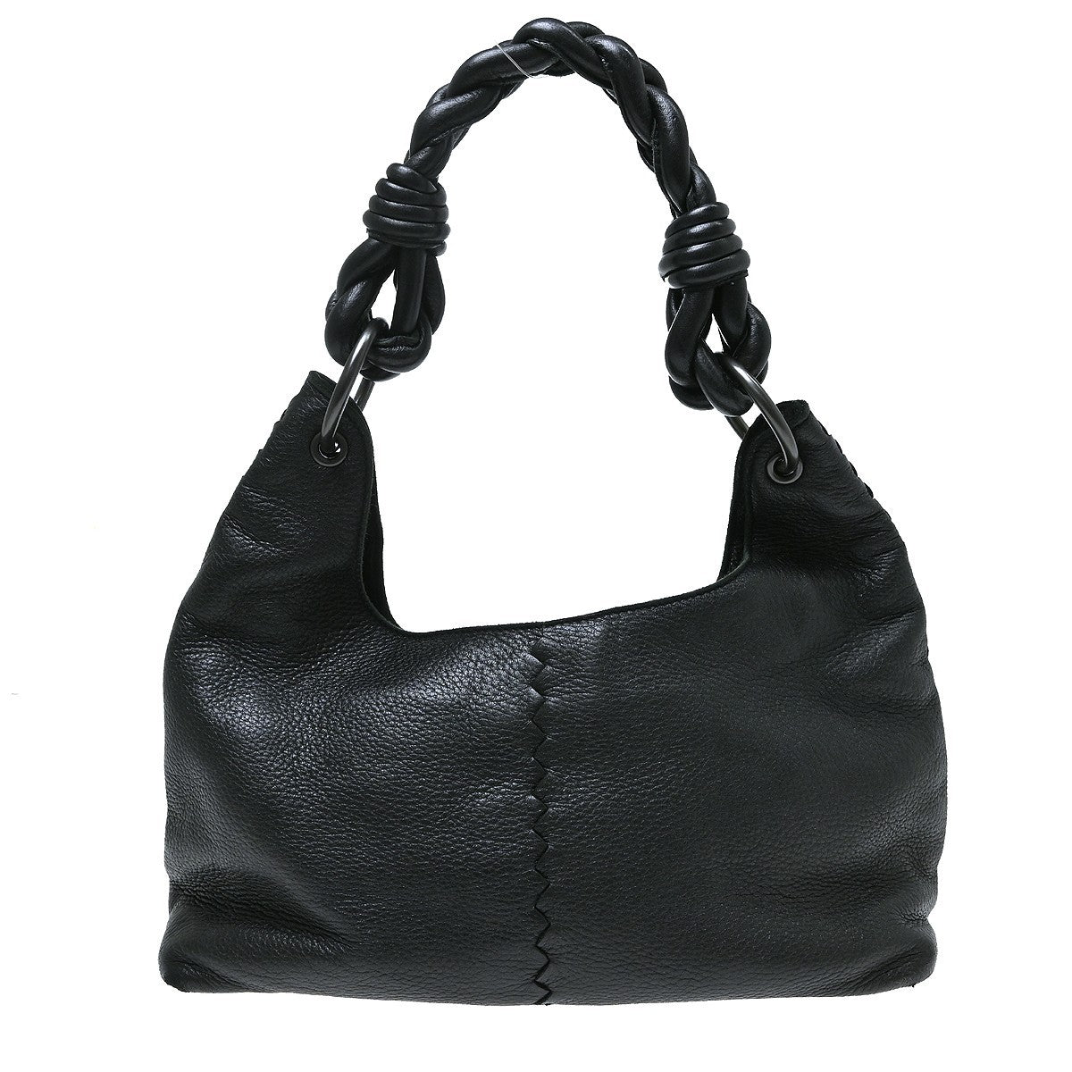 Bottega Veneta Intrecciato Leather Black Leather Handbag (Pre-Owned)
