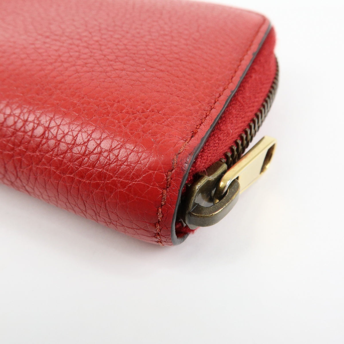 Gucci Logo Zip Card Case Printed Leather Red Leather Wallets Accessory (Pre-Owned)