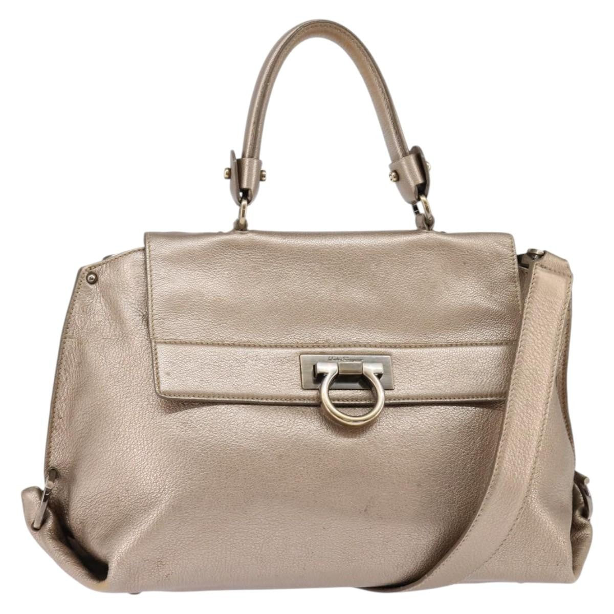 Salvatore Ferragamo Sofia Satchel Leather Beige Leather Bag (Pre-Owned)