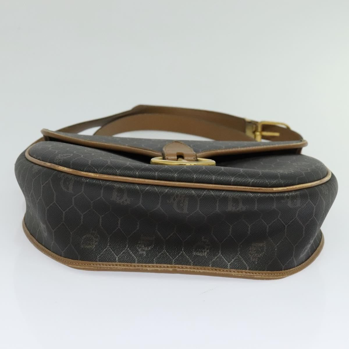 Christian Dior Vintage Honeycomb Flap Canvas And Leather Black Canvas Shoulder Bag Bag (Pre-Owned)