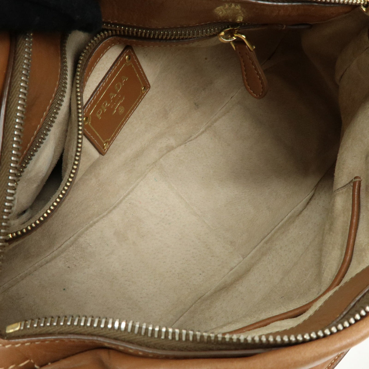 Prada Convertible Belted Satchel Soft Calf Brown Leather Handbag (Pre-Owned)