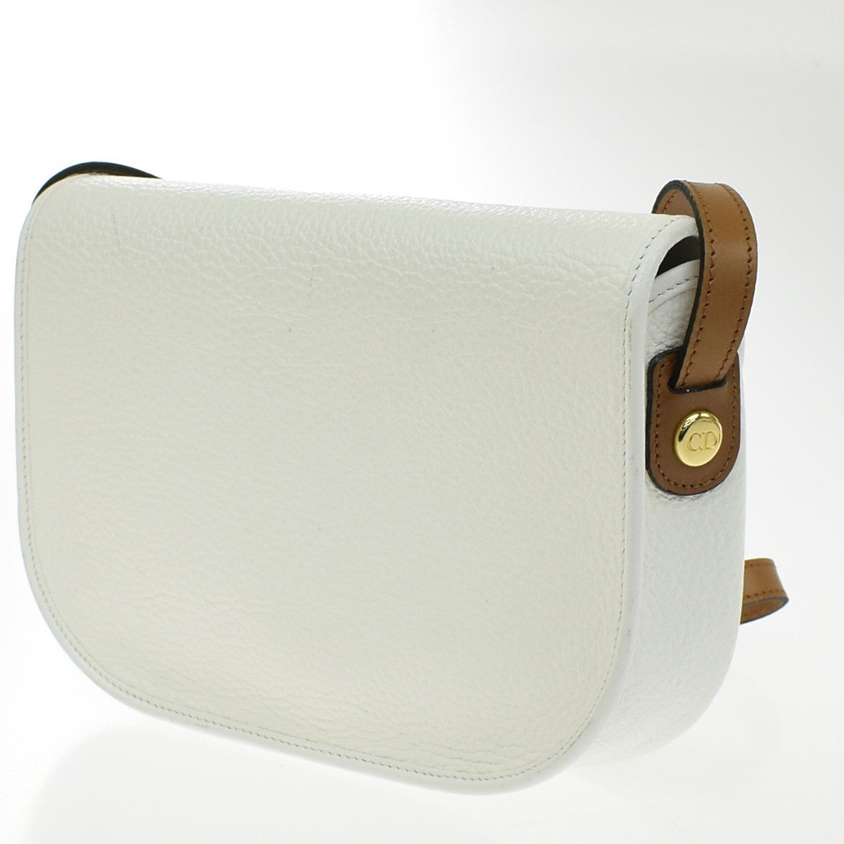 Christian Dior Vintage Cd Flap Leather White Leather Shoulder Bag Bag (Pre-Owned)