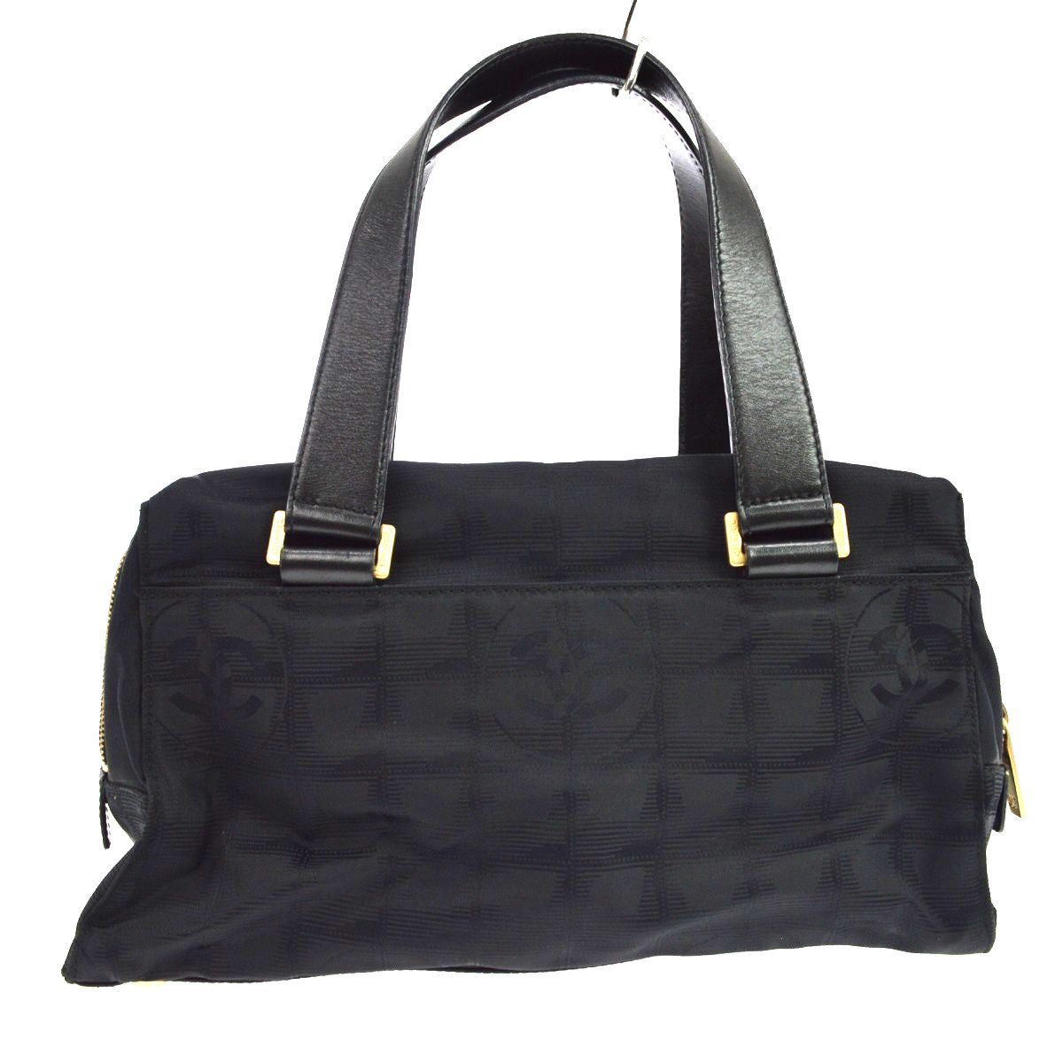 Chanel Travel Line Boston Nylon Black Nylon Travel Bag Bag (Pre-Owned)