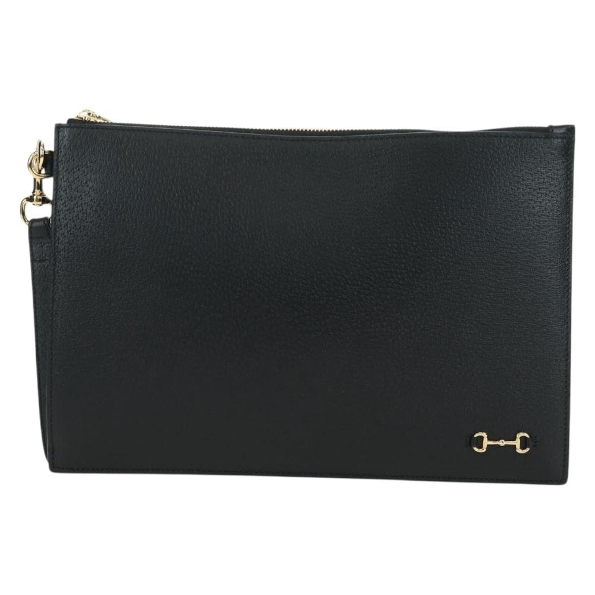 Gucci Horsebit 1955 Gg Canvas And Leather Black Leather Clutche & Pouche Bag (Pre-Owned)