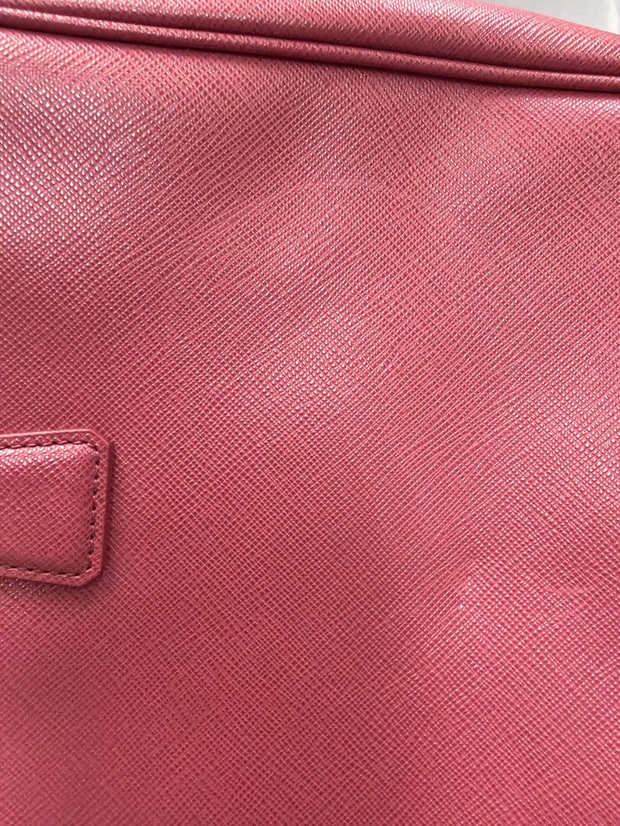 Prada Double Zip Lux Convertible Tote Saffiano Leather Pink Leather Tote Bag Bag (Pre-Owned)