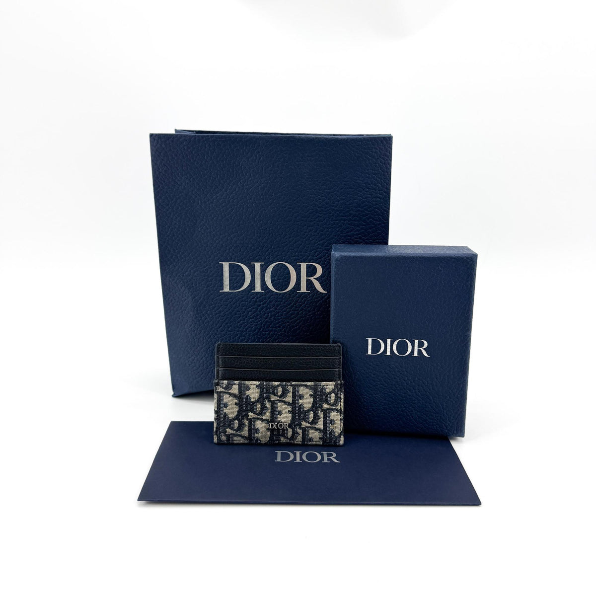 Christian Dior Card Holder Oblique Canvas And Leather Black Canvas Card Holders Accessory (Pre-Owned)