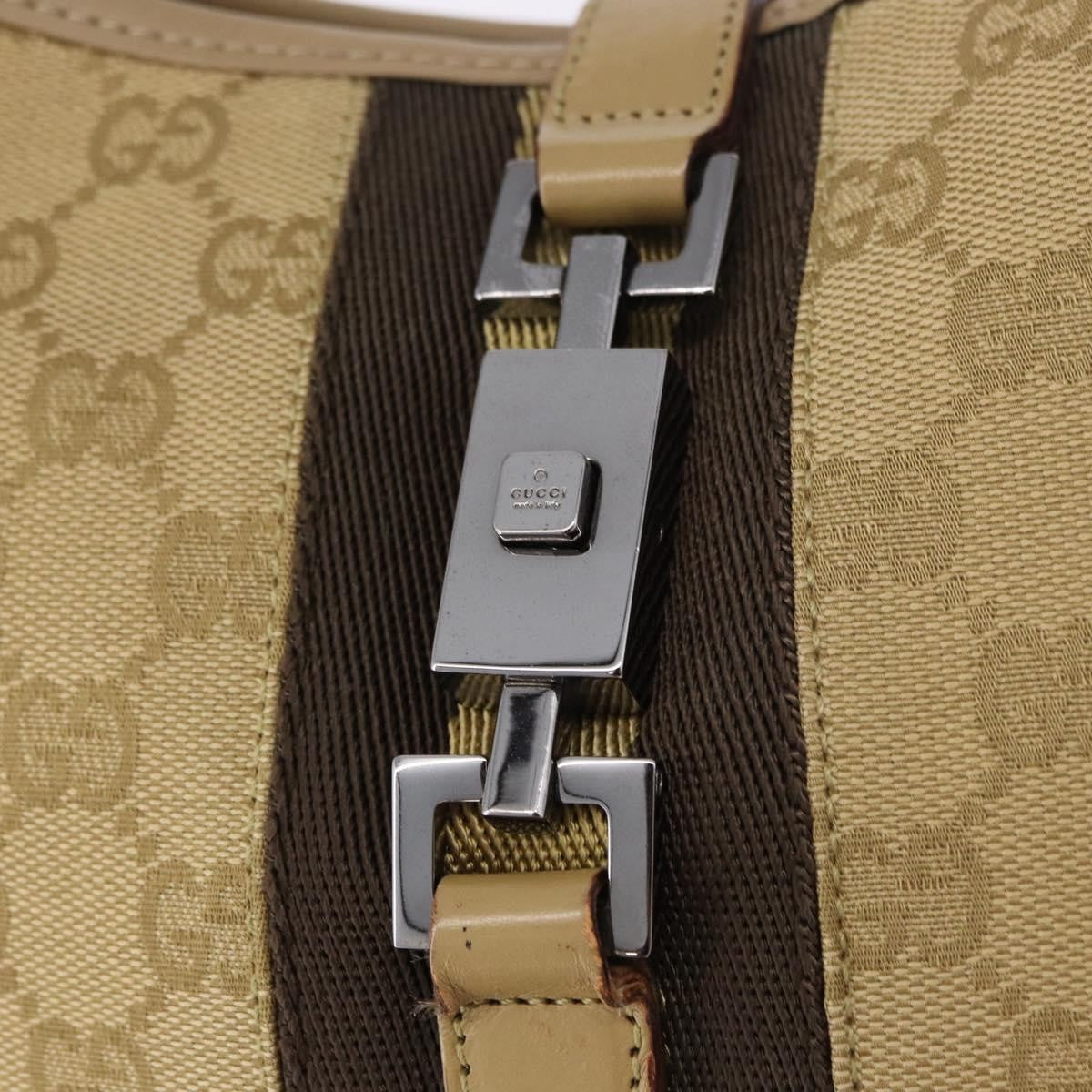 Gucci Jackie Canvas Beige Canvas Handbag (Pre-Owned)