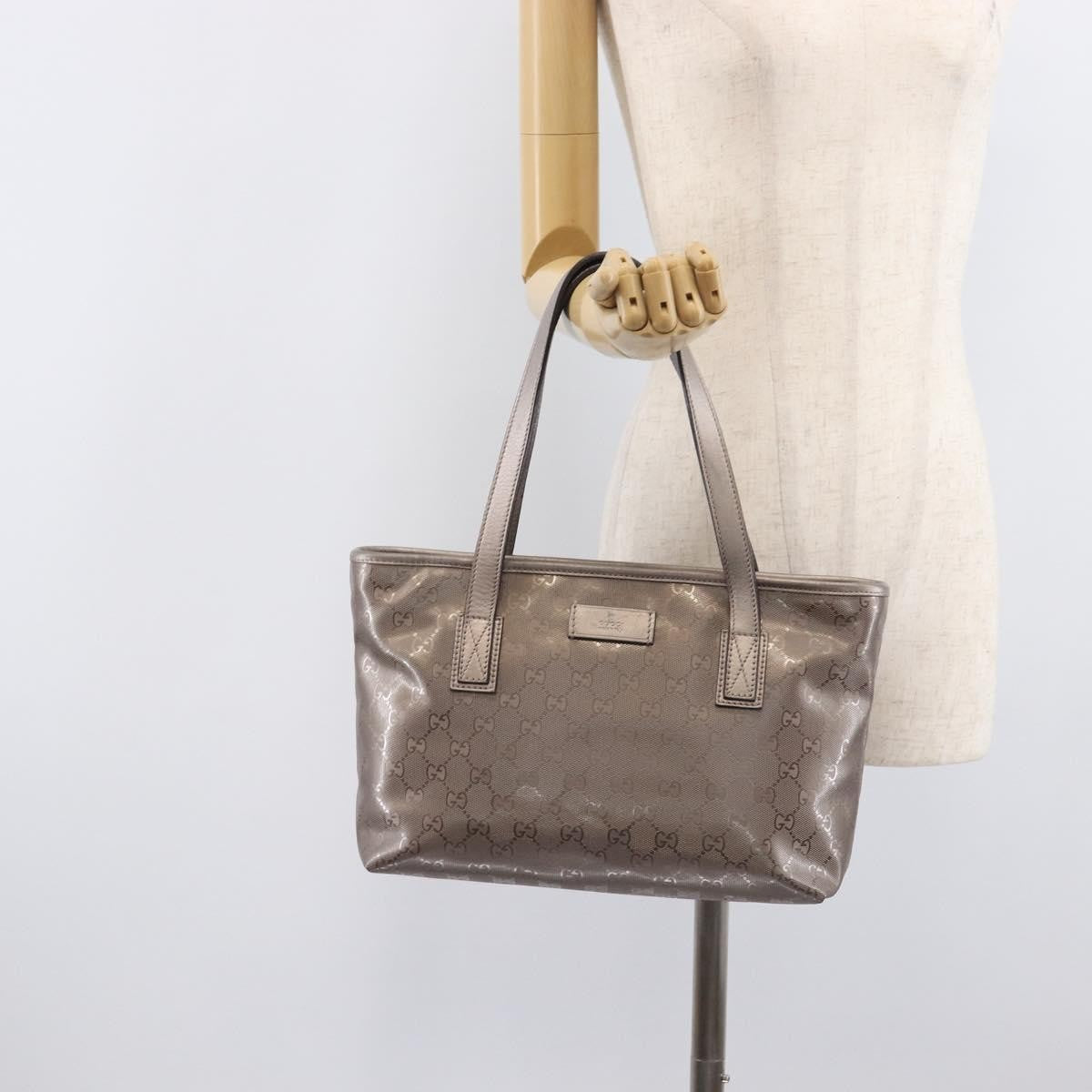 Gucci Tote Gg Imprime Silver Canvas Tote Bag Bag (Pre-Owned)