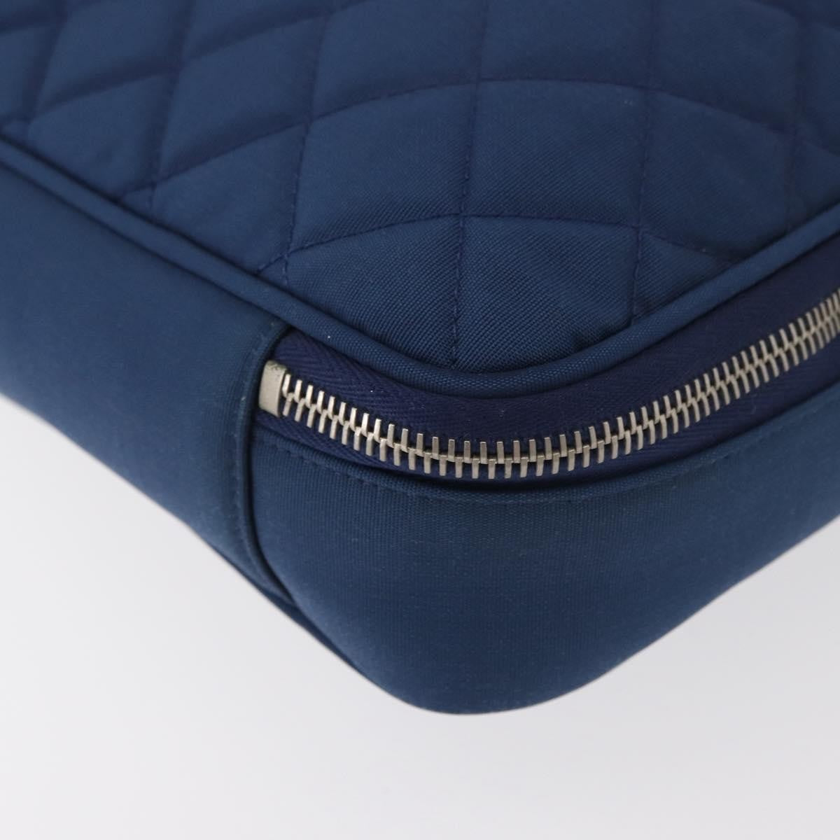 Chanel Laptop Sleeve Quilted Nylon Blue Nylon Clutche & Pouche Bag (Pre-Owned)