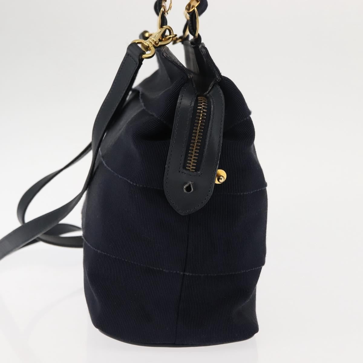 Salvatore Ferragamo Vala Canvas Navy Canvas Handbag (Pre-Owned)