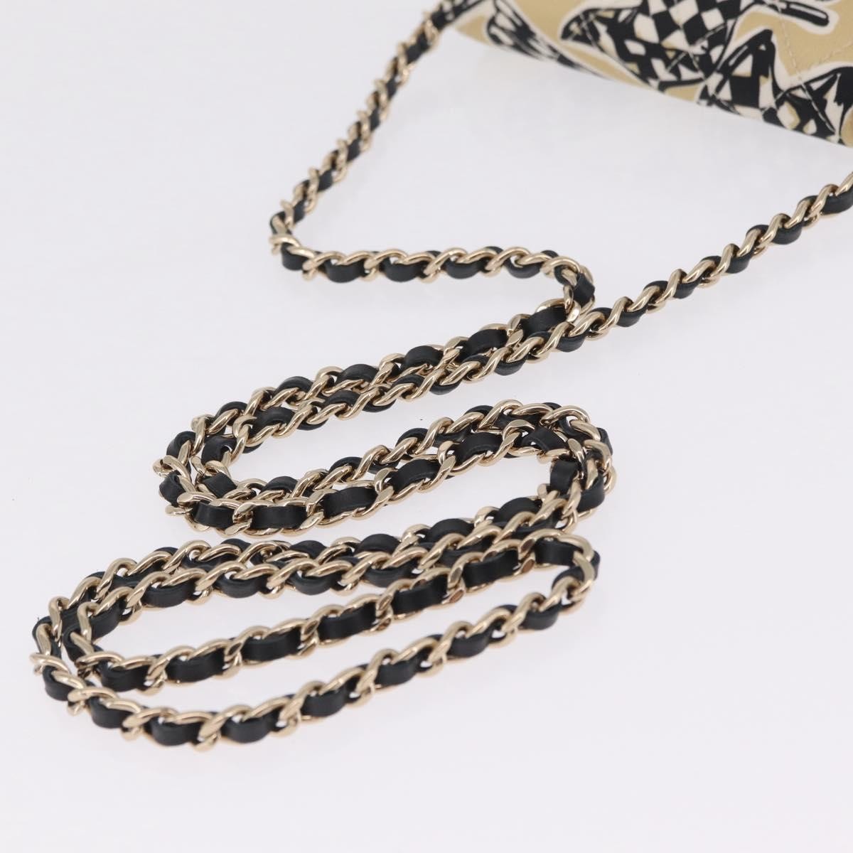 Chanel Flap Card Holder On Chain Quilted Printed Canvas Multicolour Canvas Crossbody Bag Bag (Pre-Owned)