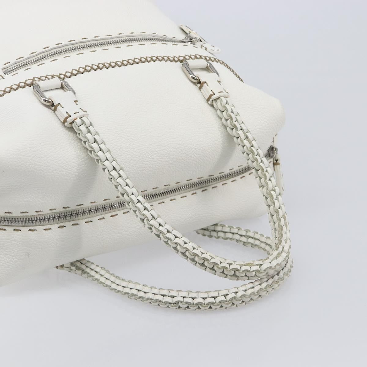 Fendi Selleria 2Bag Leather White Leather Handbag (Pre-Owned)