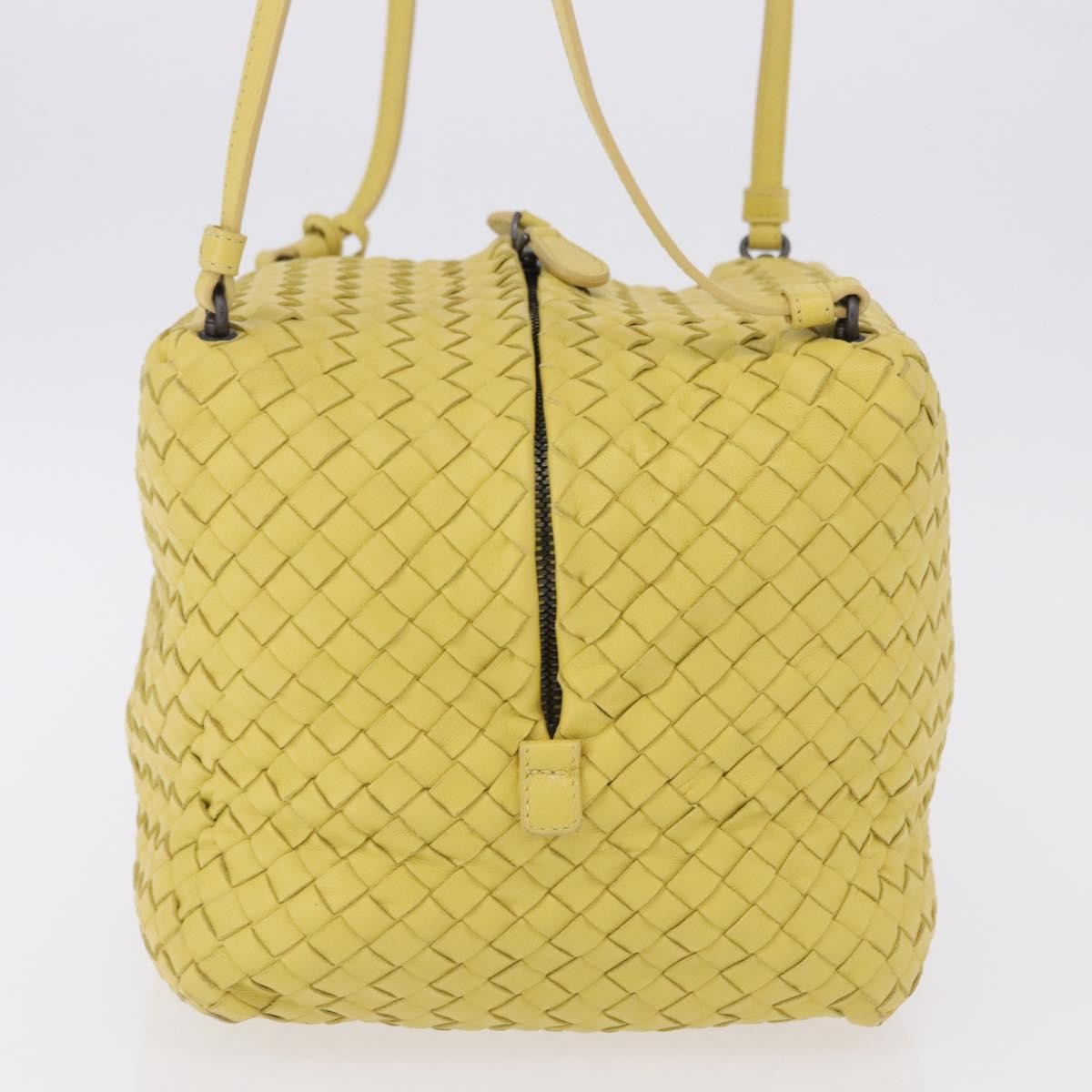 Bottega Veneta Zip Cube Messenger Intrecciato Nappa Yellow Leather Shoulder Bag Bag (Pre-Owned)