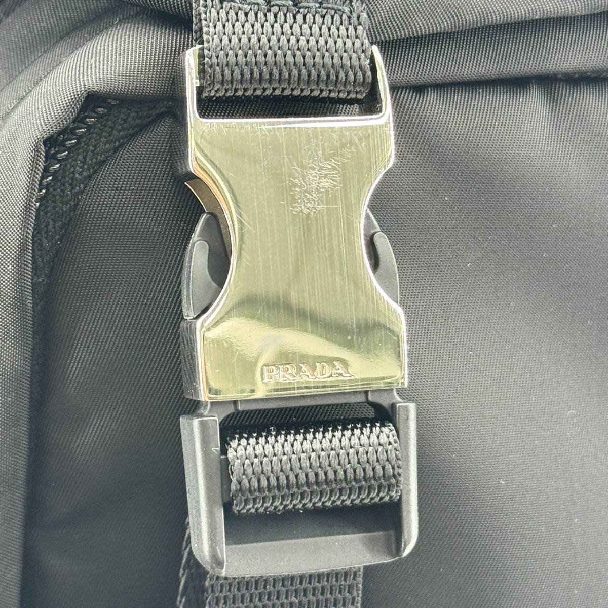 Prada Double Buckle Tessuto Black Nylon Backpack Bag (Pre-Owned)