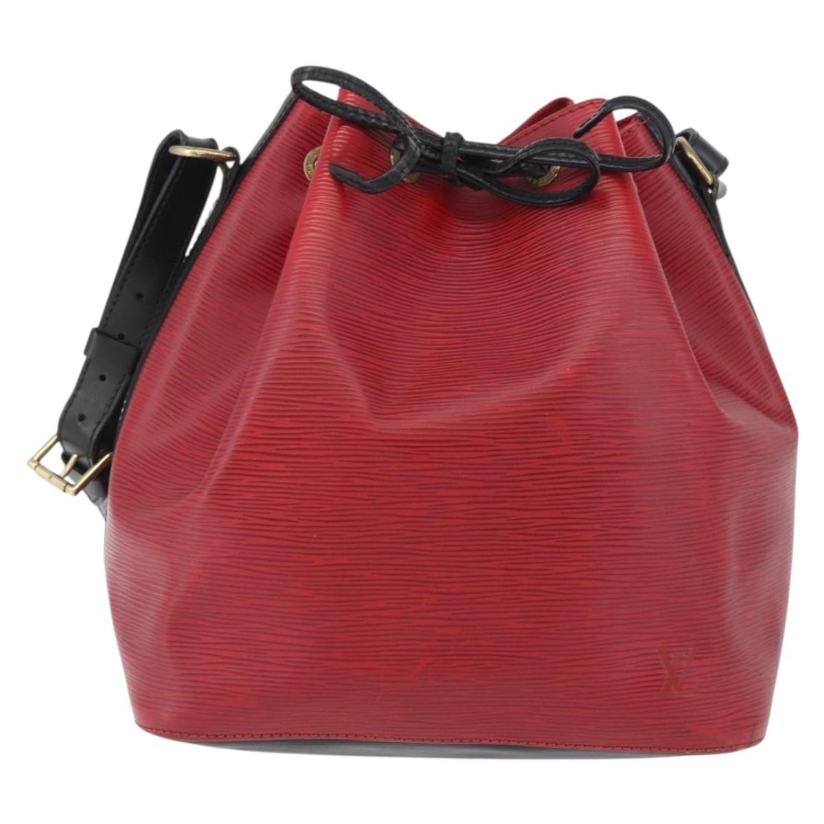 Louis Vuitton Petit Noe Monogram Canvas Red Leather Shoulder Bag Bag (Pre-Owned)