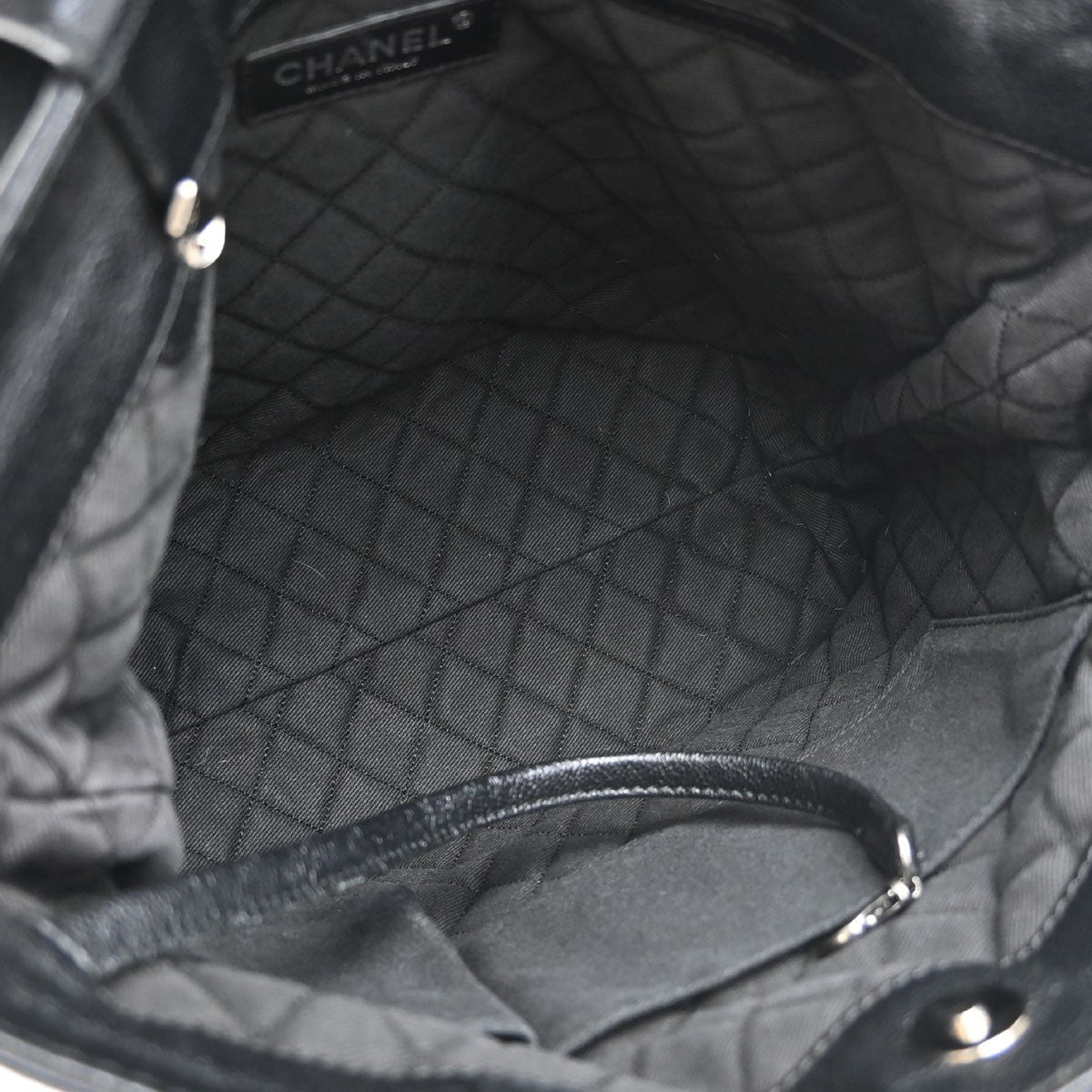 Chanel Cc Tote Perforated Leather Black Leather Tote Bag Bag (Pre-Owned)