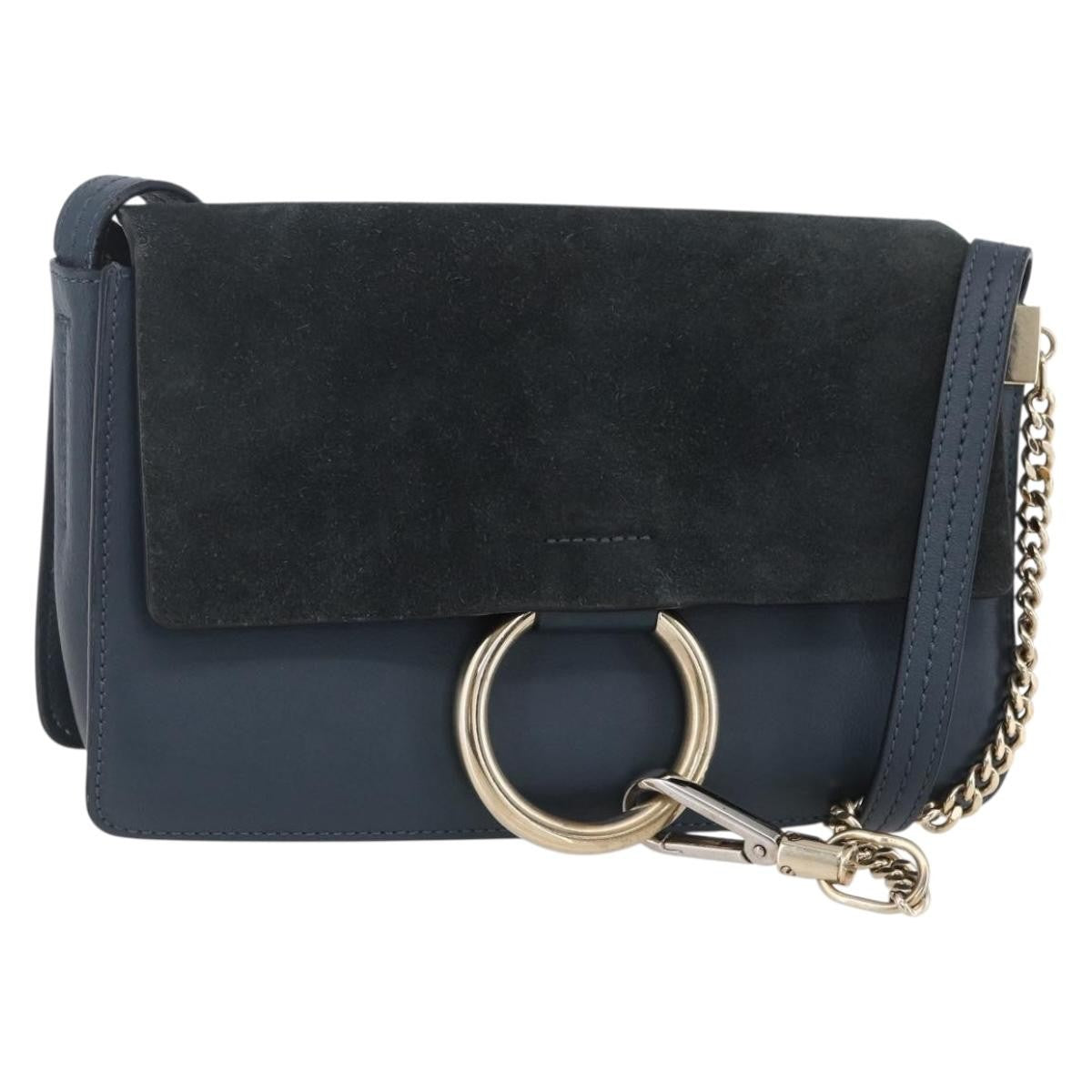 Chloe Faye Leather And Suede Blue Suede Shoulder Bag Bag (Pre-Owned)