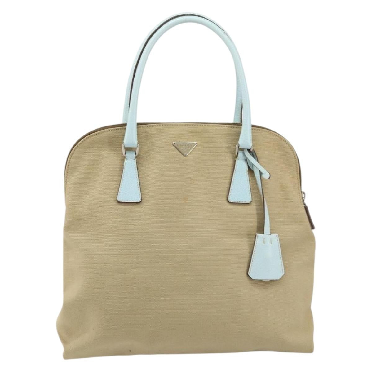 Prada Vintage Canvas Beige Canvas Handbag (Pre-Owned)