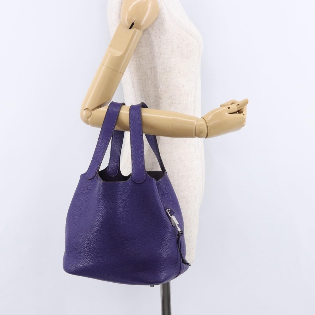 Hermes Picotin Lock Clemence Purple Leather Handbag (Pre-Owned)
