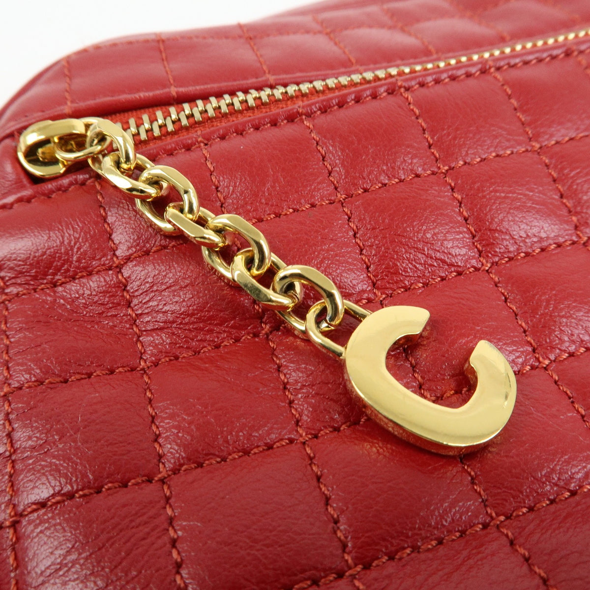 Celine C Charm Camera Quilted Leather Red Leather Handbag (Pre-Owned)