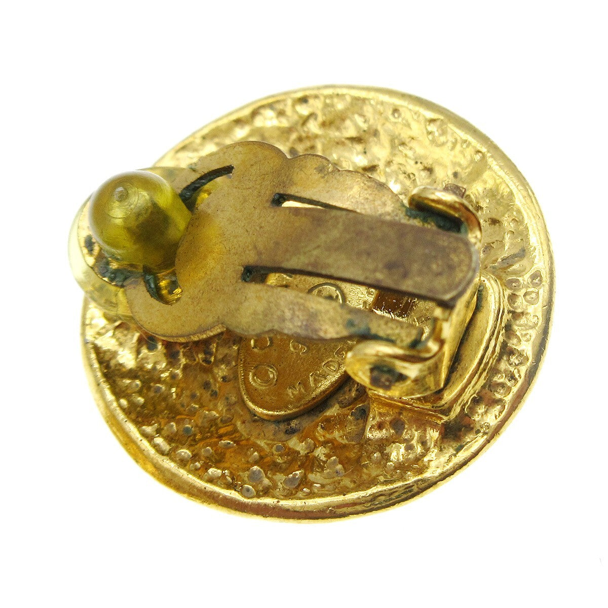 Chanel Cc Button Clip-On Metal Gold Gold_Plated Earrings Jewelry (Pre-Owned)