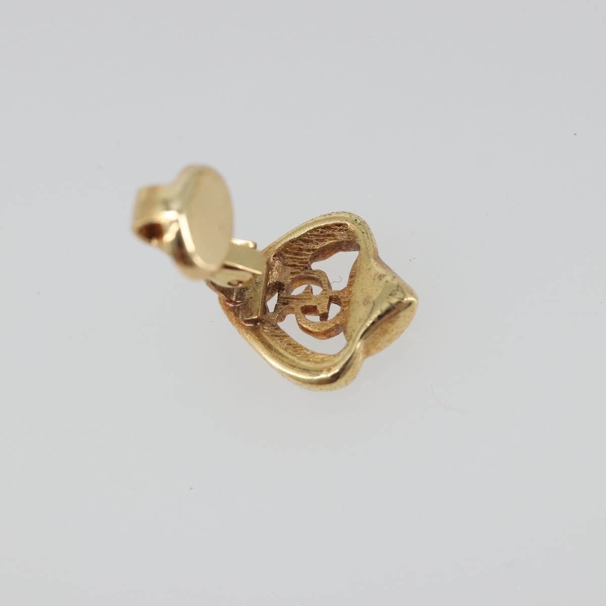 Christian Dior Vintage Heart Clip-On Metal Gold Gold Earrings Jewelry (Pre-Owned)